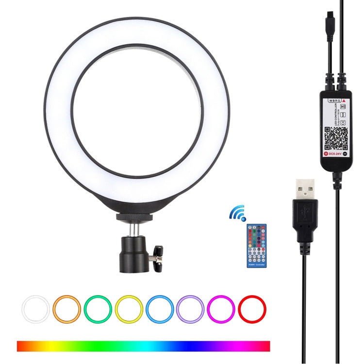 PULUZ 6.2 pulgadas 16 cm USB RGBW regulable LED anillo vlogging fotografía video luces con zapata fría trípode cabeza de bola y control remoto, 6.2 pulgadas RGBW / control remoto