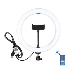 PULUZ 10,2 pulgadas 26 cm USB RGBW regulable LED anillo vlogging fotografía video luces con trípode cabeza de bola y control remoto y abrazadera de teléfono, 10,2 pulgadas RGBW / control remoto