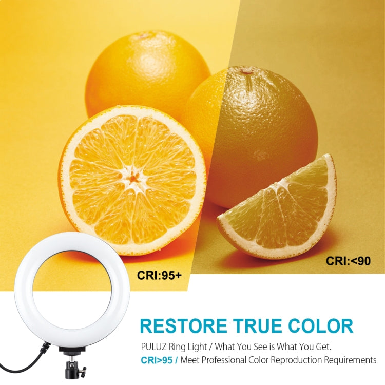 PULUZ 6.2 pulgadas 16 cm USB 10 modos 8 colores RGBW regulable LED anillo vlogging fotografía video luces con trípode cabeza de bola, 6.2 pulgadas RGBW