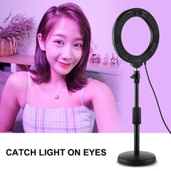 PULUZ 6.2 inch 16cm USB 10 Modes 8 Colors RGBW Dimmable LED Ring Vlogging Photography Video Lights with Tripod Ball Head, 6.2 inch RGBW