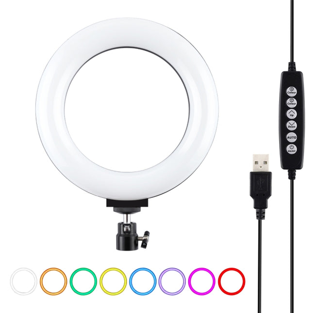 PULUZ 6.2 inch 16cm USB 10 Modes 8 Colors RGBW Dimmable LED Ring Vlogging Photography Video Lights with Tripod Ball Head