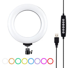 PULUZ 6.2 inch 16cm USB 10 Modes 8 Colors RGBW Dimmable LED Ring Vlogging Photography Video Lights with Tripod Ball Head, 6.2 inch RGBW