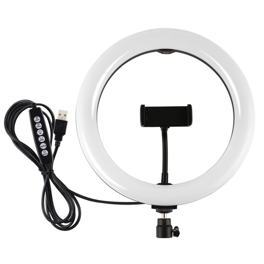 PULUZ 10,2 pulgadas 26 cm USB 10 modos 8 colores RGBW regulable LED anillo vlogging fotografía video luces con zapata fría trípode cabeza de bola y abrazadera de teléfono, 10,2 pulgadas RGBW