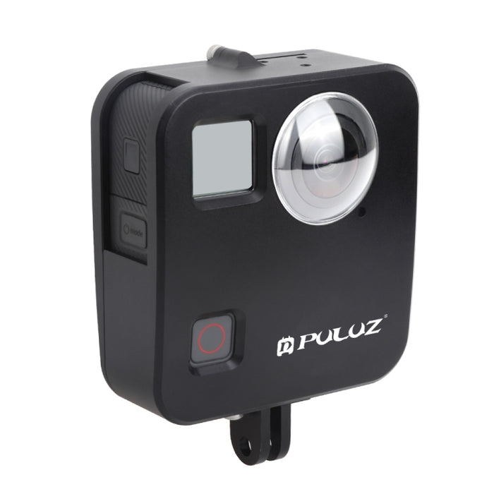 PULUZ für GoPro Fusion Gehäuseschale CNC-Aluminiumlegierung Schutzkäfig mit Basishalterung und Objektivdeckeln, für GoPro Fusion