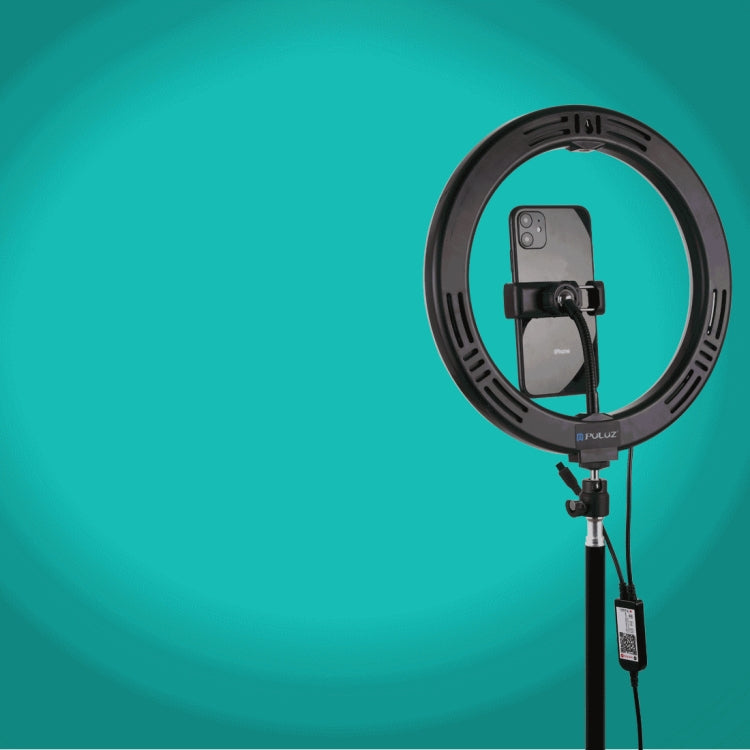 Anillo de luces LED regulables PULUZ de 10,2 pulgadas y 26 cm con superficie curva, USB RGBW, para fotografía, video, vlogging, con cabezal de bola para trípode, control remoto y abrazadera para teléfono, 10,2 pulgadas RGBW