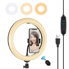 PULUZ Anillo de luz LED difusa curva de 10,2 pulgadas y 26 cm con USB, 3 modos, regulable, temperatura de color dual, para vlogs, selfies, fotografía, video, luces con abrazadera para teléfono, 10,2 pulgadas