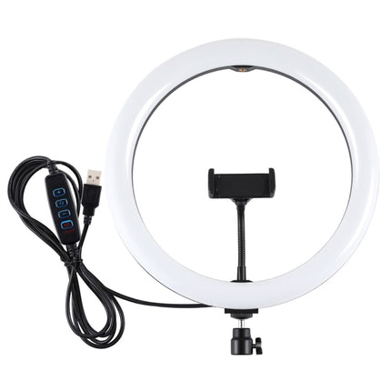 PULUZ 11.8 inch 30cm USB 3 Modes Dimmable Dual Color Temperature LED Curved Diffuse Light Ring Vlogging Selfie Photography Video Lights with Phone Clamp