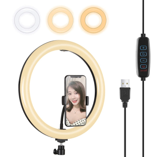 Anillo de luz difusa curva LED de temperatura de color dual regulable con 3 modos y USB de 11,8 pulgadas y 30 cm de PULUZ para fotografía, video y selfies con abrazadera para teléfono, 11,8 pulgadas