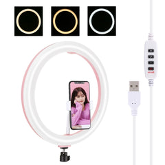 PULUZ 11.8 inch 30cm USB 3 Modes Dimmable Dual Color Temperature LED Curved Diffuse Light Ring Vlogging Selfie Photography Video Lights with Phone Clamp, 11.8 inch