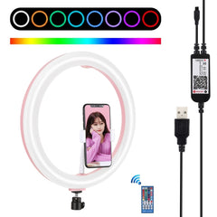 PULUZ 11.8 inch 30cm RGB Dimmable LED Dual Color Temperature LED Curved Diffuse Light Ring Vlogging Selfie Photography Video Lights with  Tripod Ball Head & Phone Clamp & Remote Control, 11.8 inch RGBW, 11.8 inch +Remote Control