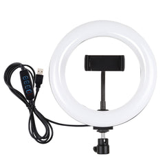 PULUZ 7.9 inch 20cm USB 3 Modes Dimmable Dual Color Temperature LED Curved Light Ring Vlogging Selfie Photography Video Lights with Phone Clamp, 7.9 inch