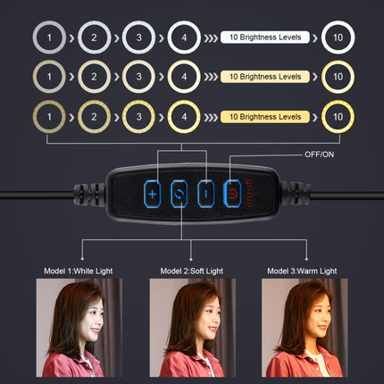 PULUZ 7.9 inch 20cm USB 3 Modes Dimmable Dual Color Temperature LED Curved Light Ring Vlogging Selfie Photography Video Lights with Phone Clamp