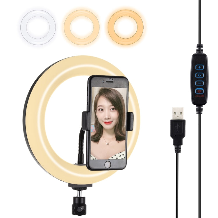 Anillo de luz LED curvo PULUZ de 7,9 pulgadas y 20 cm con USB, 3 modos, regulable, temperatura de color dual, para vlogs, selfies, fotografía, video, luces con abrazadera para teléfono, 7,9 pulgadas