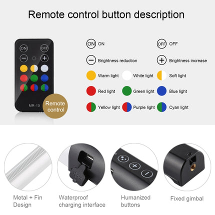 PULUZ RGB Colorful Photo LED Stick Adjustable Color Temperature Handheld LED Fill Light with Remote Control, Remote Fill Light