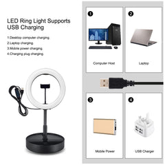 PULUZ 10.2 inch 26cm USB 3 Modes Dimmable Dual Color Temperature LED Curved  Ring Vlogging Selfie Photography Video Lights with Bluetooth Remote Shutter & Folding Desktop Holder & Phone Clamp