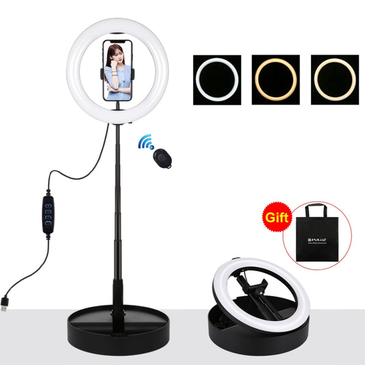 PULUZ 10.2 inch 26cm USB 3 Modes Dimmable Dual Color Temperature LED Curved  Ring Vlogging Selfie Photography Video Lights with Bluetooth Remote Shutter & Folding Desktop Holder & Phone Clamp