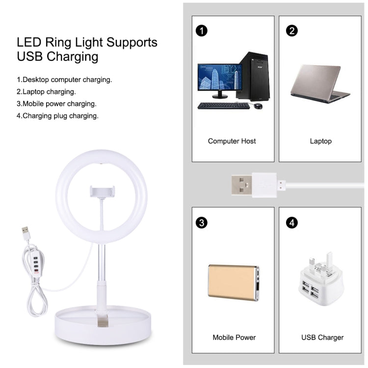 PULUZ 10.2 inch 26cm USB 3 Modes Dimmable Dual Color Temperature LED Curved  Ring Vlogging Selfie Photography Video Lights with Bluetooth Remote Shutter & Folding Desktop Holder & Phone Clamp