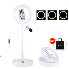 PULUZ 10.2 inch 26cm USB 3 Modes Dimmable Dual Color Temperature LED Curved  Ring Vlogging Selfie Photography Video Lights with Bluetooth Remote Shutter & Folding Desktop Holder & Phone Clamp