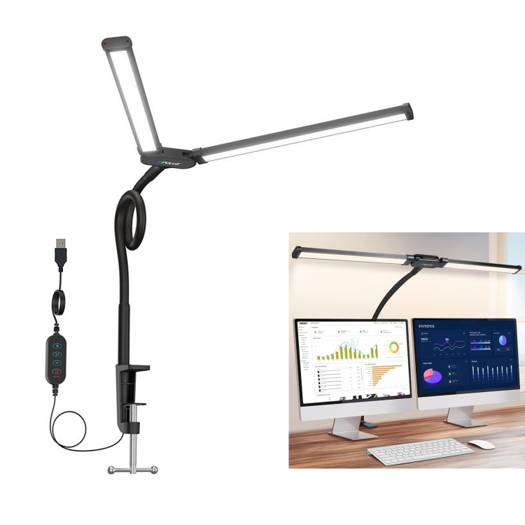 PULUZ Gooseneck Tube LED Fill Light Double Head Clip Desk Lamp