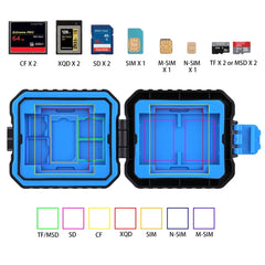 Estuche para tarjetas de memoria PULUZ 11 en 1 para 3 tarjetas SIM + 2 XQD + 2 CF + 2 TF + 2 SD, 11 en 1