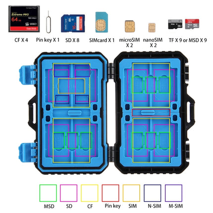 PULUZ 27 in 1 Memory Card Case for 4CF + 8SD + 9TF + 1Card PIN + 1Standard SIM + 2Micro-SIM + 2Nano-SIM, 27 in 1