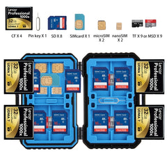 PULUZ 27 in 1 Memory Card Case for 4CF + 8SD + 9TF + 1Card PIN + 1Standard SIM + 2Micro-SIM + 2Nano-SIM, 27 in 1, 27 in 1 (US), 27 in 1(AE)