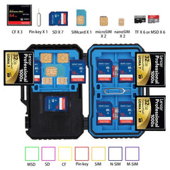 PULUZ Card Reader + 22 in 1 Memory Card Case for 1Standard SIM + 2Micro-SIM + 2Nano-SIM + 3CF + 7SD + 6TF + 1CARD PIN, 22 in 1 + Card Reader(US), 22 in 1 + Card Reader(AE), 22 in 1 + Card Reader