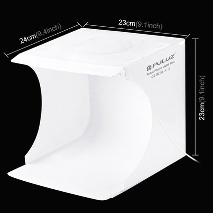 PULUZ 20 cm zusammenklappbares tragbares 550 lm-Fotobeleuchtungs-Studio-Shooting-Zelt-Box-Set mit 6 Farbhintergründen (Schwarz, Weiß, Orange, Rot, Grün, Blau), Größe ausgeklappt: 24 cm x 23 cm x 23 cm, 20 cm Box, 20 cm Box (USA), 20 cm Box (VAE-Lager)