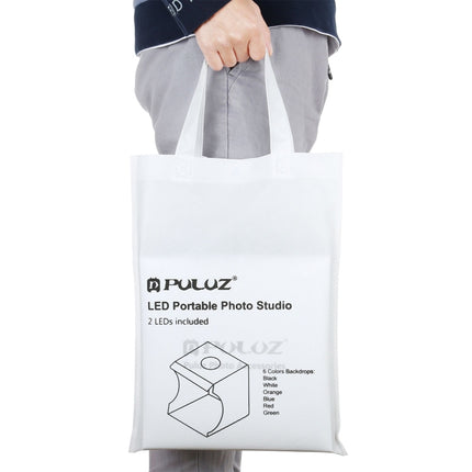 PULUZ 20cm Include 2 LED Panels Folding Portable 1100LM Light Photo Lighting Studio Shooting Tent Box Kit with 6 Colors Backdrops (Black, White, Yellow, Red, Green, Blue), Unfold Size: 24cm x 23cm x 23cm, 20cm(2 LED/RU), 20cm(2 LED)