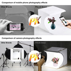 PULUZ 20cm Include 2 LED Panels Folding Portable 1100LM Light Photo Lighting Studio Shooting Tent Box Kit with 6 Colors Backdrops (Black, White, Yellow, Red, Green, Blue), Unfold Size: 24cm x 23cm x 23cm, 20cm(2 LED/RU), 20cm(2 LED), 20cm(2 LED/US)