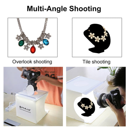 PULUZ 20cm Include 2 LED Panels Folding Portable 1100LM Light Photo Lighting Studio Shooting Tent Box Kit with 6 Colors Backdrops (Black, White, Yellow, Red, Green, Blue), Unfold Size: 24cm x 23cm x 23cm, 20cm(2 LED/RU), 20cm(2 LED)