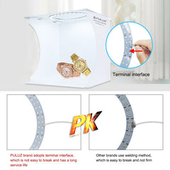 PULUZ 23cm Ring LED Panel Folding Portable Light Photo Lighting Studio Shooting Tent Box Kit with 6 Colors Backdrops (Black, White, Yellow, Red, Green, Blue), Unfold Size: 24cm x 23cm x 23cm, 23cm Ring LED Panel