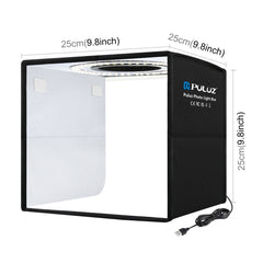 PULUZ 25cm Folding Portable High 97 CRI Ring Light Photo Lighting Studio Shooting Tent Box with 12 Colors Backdrops, Size: 25cm x 25cm x 25cm, 25cm High CRI Box