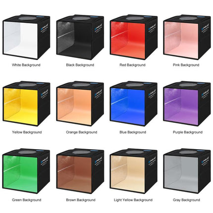 PULUZ 25 cm zusammenklappbare tragbare Ringleuchte mit hohem 97 CRI, Fotobeleuchtung, Studio-Shooting-Zeltbox mit 12 Farbhintergründen, Größe: 25 cm x 25 cm x 25 cm, 25 cm hohe CRI-Box