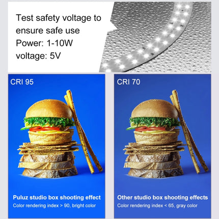 PULUZ 25cm Folding Portable 3 Modes Dual Color Temperature Ring Light Photo Lighting Studio Shooting Tent Box with 6 x Dual-side Color Backdrops, Size: 25cm x 25cm x 25cm, 25cm 3 Color Temp. Box Black