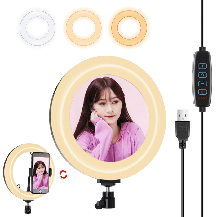 Anillo de luz LED curvo PULUZ de 7,9 pulgadas y 20 cm con 3 modos de temperatura de color regulable y USB, para fotografía, video, selfies y vlogs, con espejo, 7,9 pulgadas con espejo