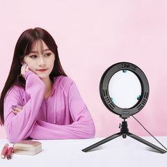 PULUZ 7.9 inch 20cm USB 3 Modes Dimmable Dual Color Temperature LED Curved Light Ring Vlogging Selfie Photography Video Lights with Mirror, 7.9 inch with mirror