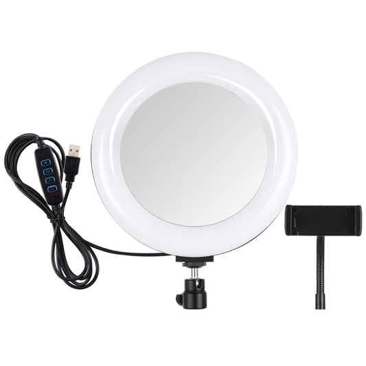 PULUZ 7.9 inch 20cm USB 3 Modes Dimmable Dual Color Temperature LED Curved Light Ring Vlogging Selfie Photography Video Lights with Mirror, 7.9 inch with mirror