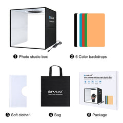 PULUZ 30cm Folding  High 97 CRI Ring Light Photo Lighting Studio Shooting Tent Box Kit with 6 Colors Backdrops (Black, White, Orange, Red, Green, Blue), Unfold Size: 30cm x 30cm x 30cm, 30cm Box Black RU, 30cm Box Black, 30cm Box Green RU, 30cm Box Green