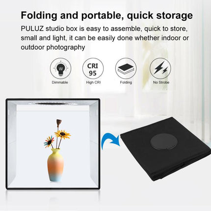 PULUZ 30cm Folding Ring Light Photo Lighting Studio Shooting Tent Box Kit with 6 Colors Black / White / Orange / Red / Green / Blue Backdrops, 30cm Box Black