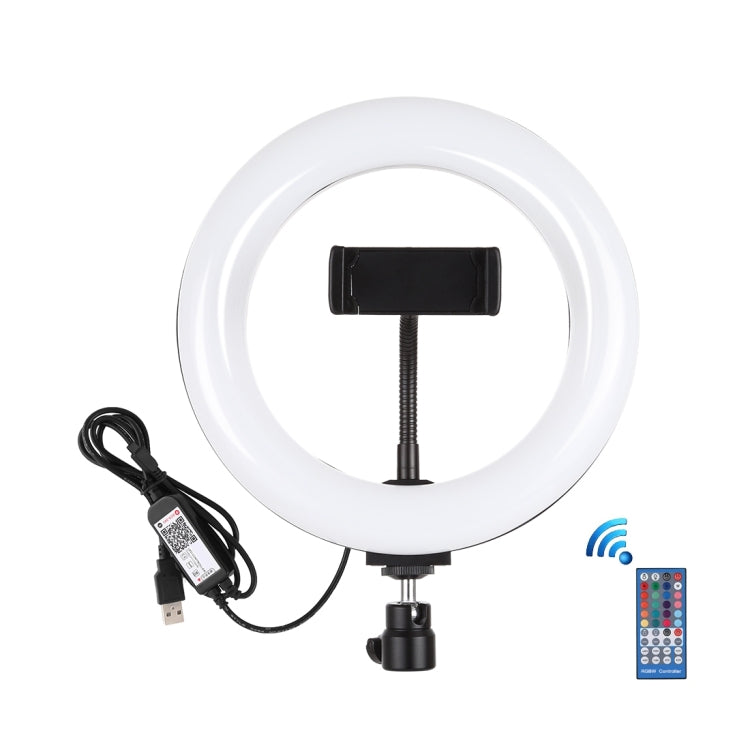 Anillo de luz LED curvo de 7,9 pulgadas y 20 cm con USB RGB regulable y temperatura de color dual PULUZ, para fotografía, video, selfies y vlogs, con abrazadera para teléfono, RGBW de 7,9 pulgadas