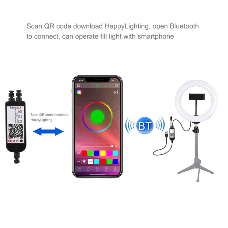 Anillo de luz LED curvo de 7,9 pulgadas y 20 cm con USB RGB regulable y temperatura de color dual PULUZ, para fotografía, video, selfies y vlogs, con abrazadera para teléfono, RGBW de 7,9 pulgadas