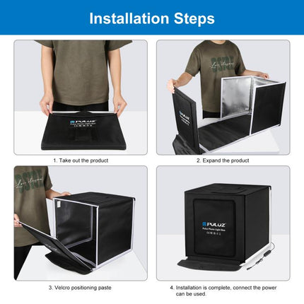 PULUZ 40cm Folding Portable White Light Dimmable Photo Lighting Studio Shooting Tent Box Kit with 6 Colors (Black, Orange, White, Red, Green, Blue) Backdrops, 40cm Box(US), 40cm Box(UK), 40cm Box(EU), 40cm Box(AU)