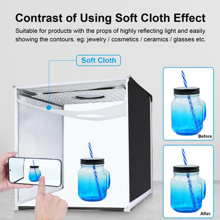 PULUZ 40cm Folding Portable White Light Dimmable Photo Lighting Studio Shooting Tent Box Kit with 6 Colors (Black, Orange, White, Red, Green, Blue) Backdrops, 40cm Box(US), 40cm Box(UK), 40cm Box(EU), 40cm Box(AU)