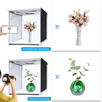 PULUZ 40cm Folding Portable White Light Dimmable Photo Lighting Studio Shooting Tent Box Kit with 6 Colors (Black, Orange, White, Red, Green, Blue) Backdrops, 40cm Box(US), 40cm Box(UK), 40cm Box(EU), 40cm Box(AU)