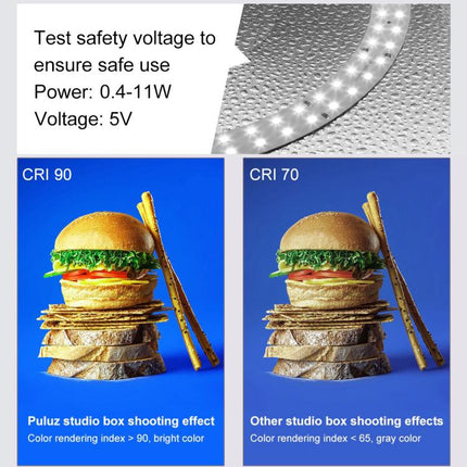 PULUZ 40cm Folding Portable Ring Light USB Photo Lighting Studio Shooting Tent Box with 6 x Dual-side Color Backdrops, Size: 40cm x 40cm x 40cm, 40cm