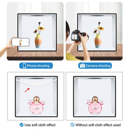 PULUZ 40cm Folding Portable Ring Light USB Photo Lighting Studio Shooting Tent Box with 6 x Dual-side Color Backdrops, Size: 40cm x 40cm x 40cm, 40cm