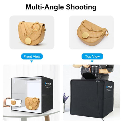 PULUZ 50 cm zusammenklappbares tragbares Ringlicht PD30W, Schnelllade-USB-Fotobeleuchtung, Studio-Shooting-Zeltbox mit 6 x doppelseitigen Hintergründen, Größe: 50 cm x 50 cm x 50 cm