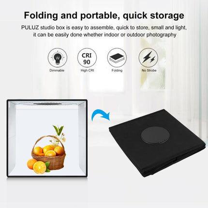 PULUZ 50 cm zusammenklappbares tragbares Ringlicht PD30W, Schnelllade-USB-Fotobeleuchtung, Studio-Shooting-Zeltbox mit 6 x doppelseitigen Hintergründen, Größe: 50 cm x 50 cm x 50 cm