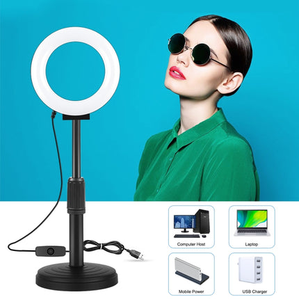 PULUZ 4.7 inch 12cm Curved Surface USB White Light LED Ring Selfie Beauty Vlogging Photography Video Lights